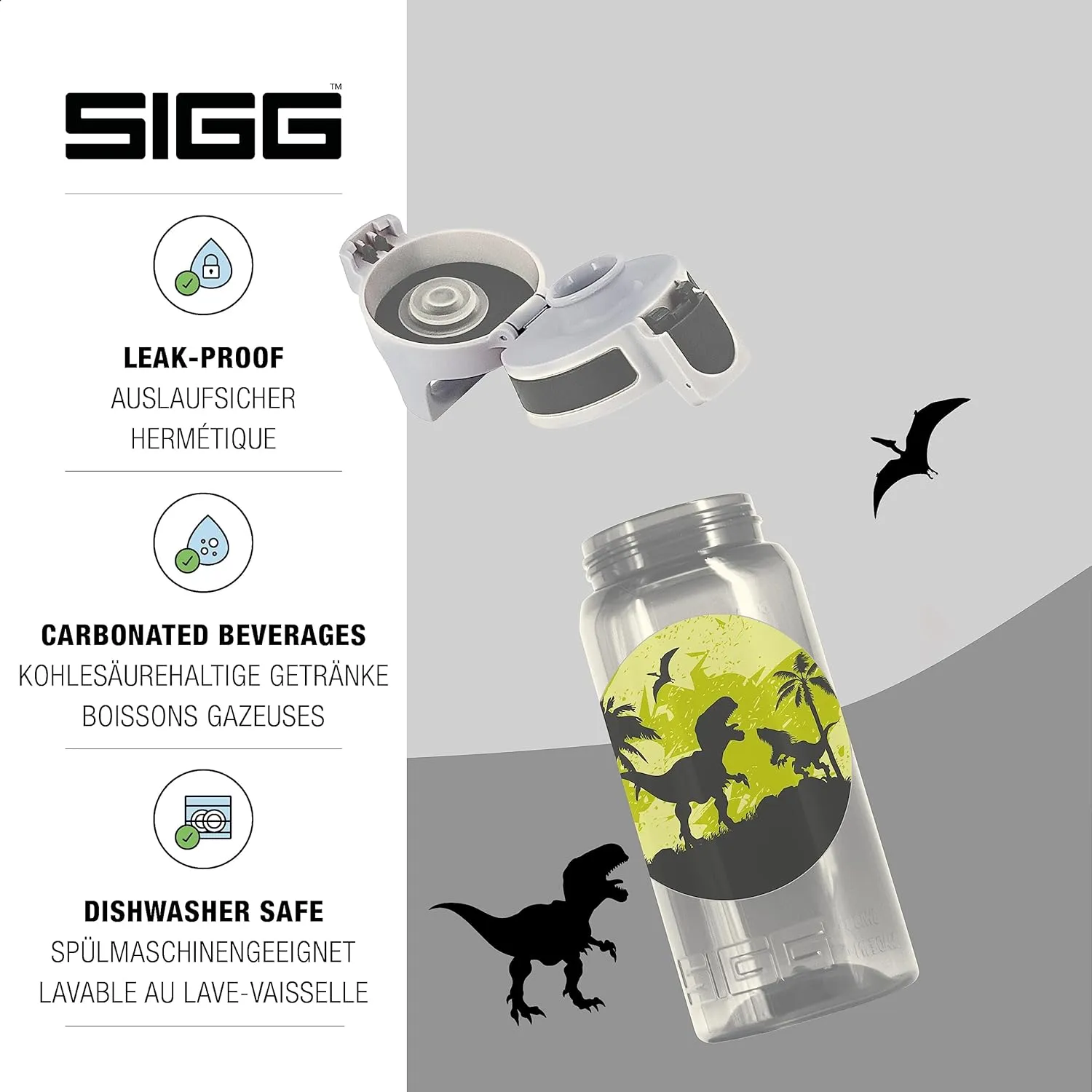 SIGG - Kids Water Bottle for School, Sports - VIVA ONE - Made in Germany - Dishwasher Safe - Carbonated Drinks - 17 Oz