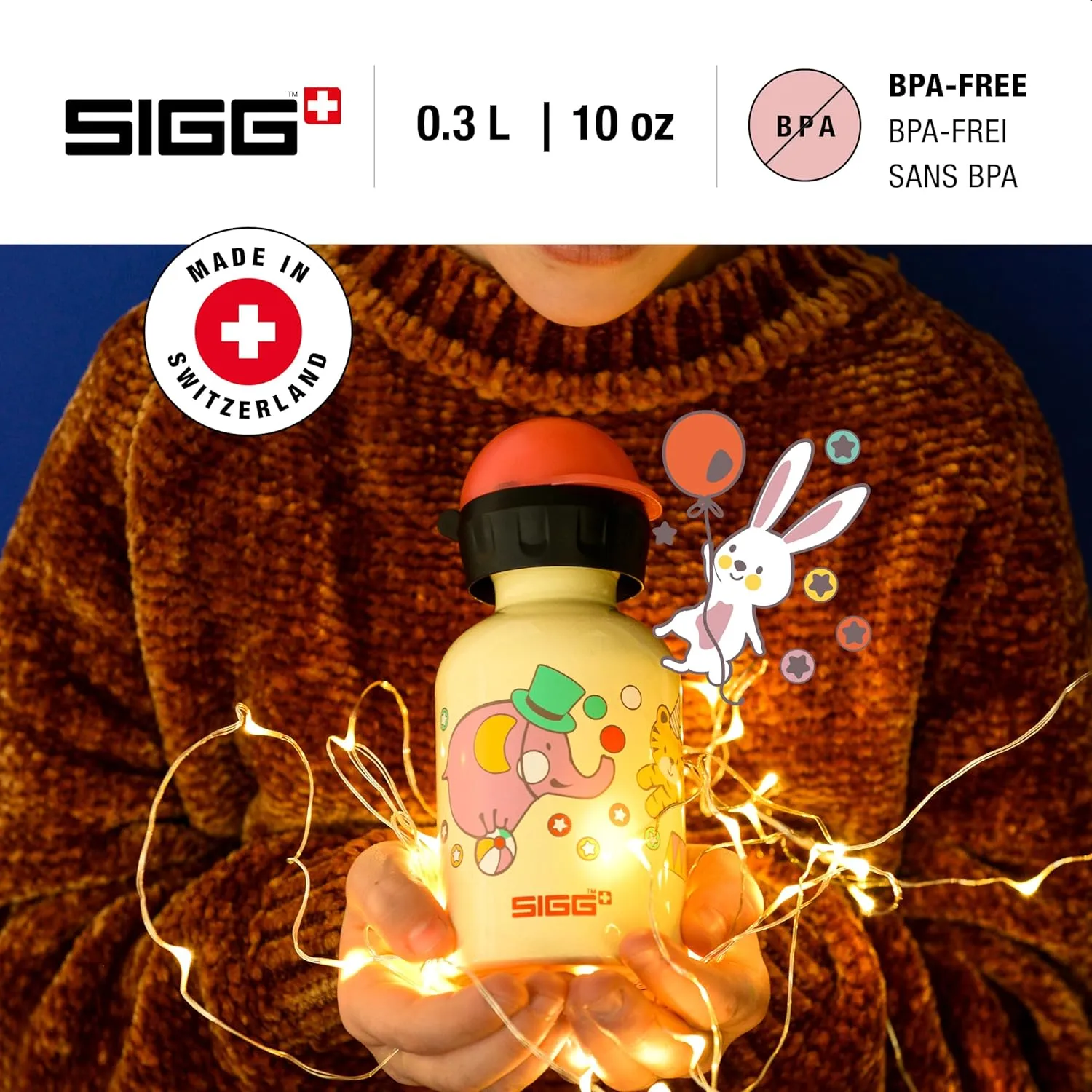 Sigg - Kids Water Bottle - KBT - Made in Switzerland - Leakproof - BPA Free - for Kindergarten, Preschool, School 10 Oz