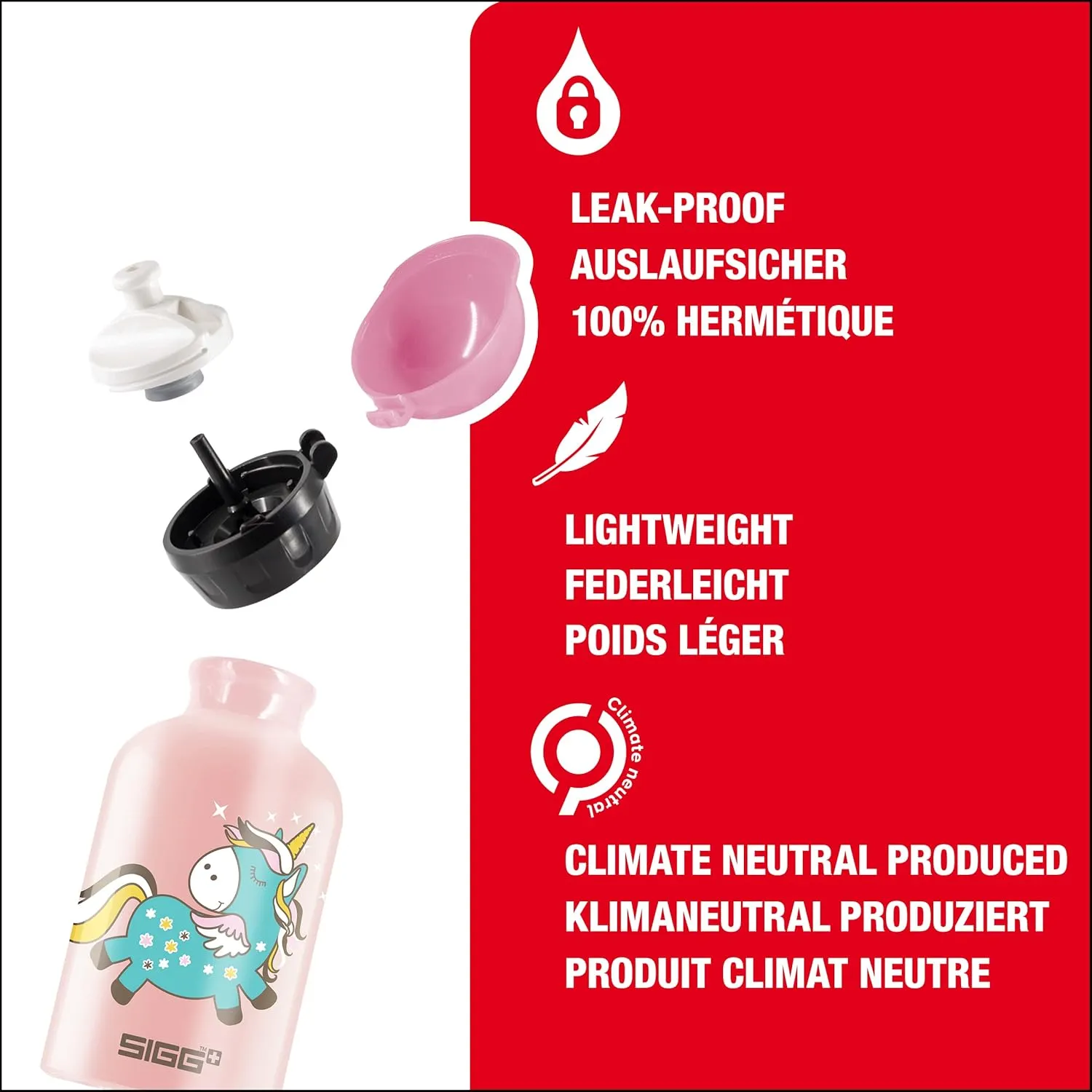 Sigg - Kids Water Bottle - KBT - Made in Switzerland - Leakproof - BPA Free - for Kindergarten, Preschool, School 10 Oz