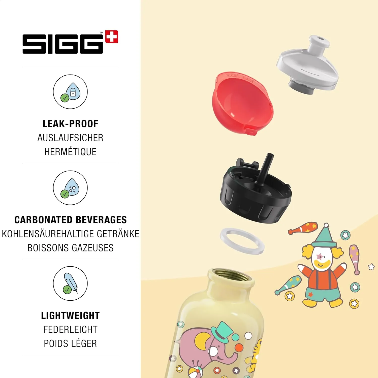 Sigg - Kids Water Bottle - KBT - Made in Switzerland - Leakproof - BPA Free - for Kindergarten, Preschool, School 10 Oz