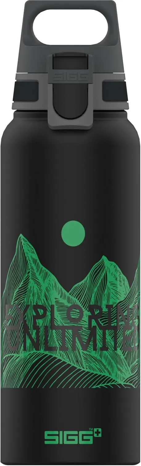 SIGG - Metal Water Bottle - WMB Pathfinder - Made in Switzerland - Carbonated Drinks - Wide Mouth - Lightweight - 34 Oz