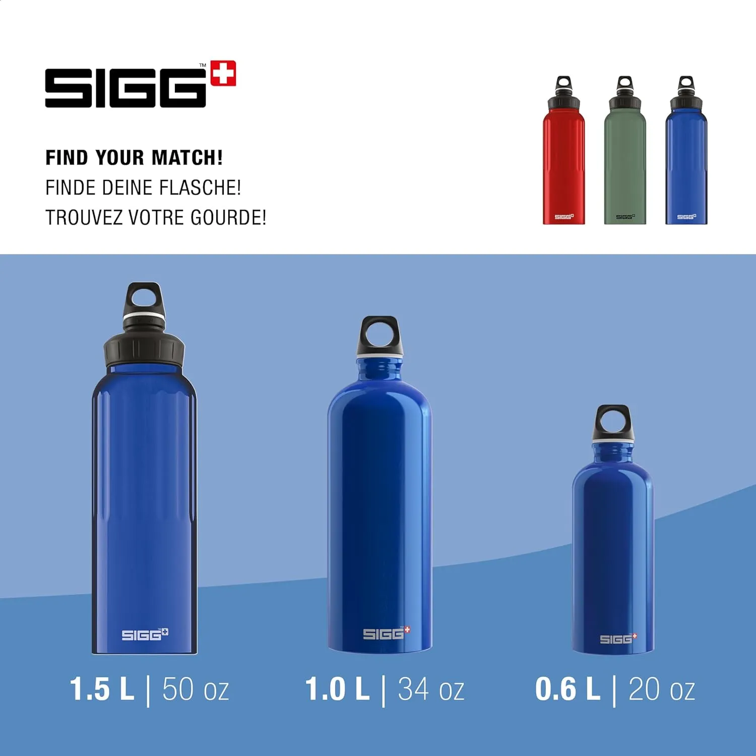 SIGG - Reusable Water Bottle - WMB Traveller Blue 51 Oz - Made in Switzerland - Carbonated Drinks - Lightweight - Leak Proof - BPA-Free - Climate Neutral Certified - For Sports, Outdoor, Travel