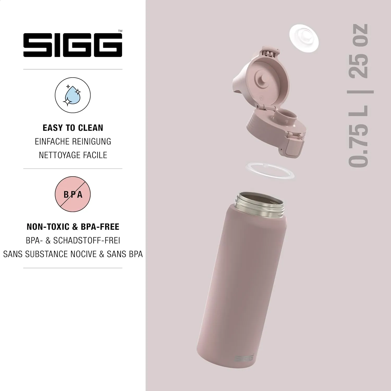 SIGG - Stainless Steel Water Bottle - Shield ONE Dusk - Suitable For Carbonated Beverages - Leakproof - Lightweight - BPA Free - Dusk - 25 Oz