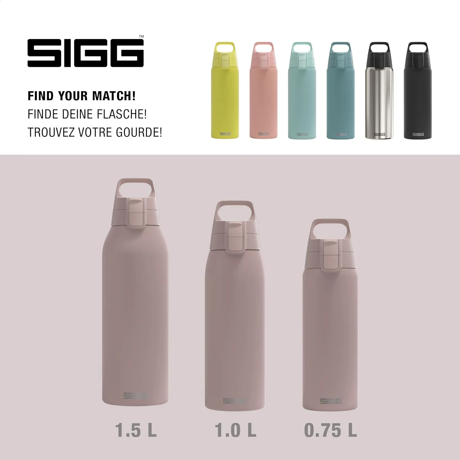 SIGG - Stainless Steel Water Bottle - Shield ONE Dusk - Suitable For Carbonated Beverages - Leakproof - Lightweight - BPA Free - Dusk - 25 Oz