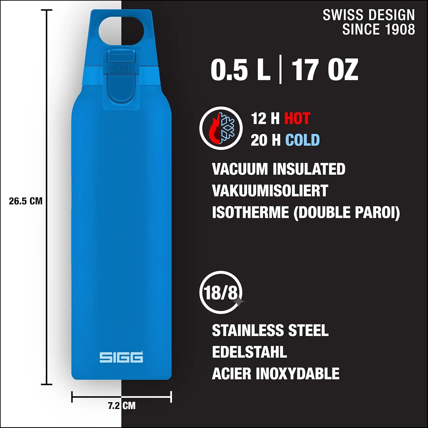 SIGG - Thermo Flask Hot & Cold ONE - Insulated Water Bottle - Tea Filter - Leakproof - BPA-Free - Stainless Steel - 17Oz