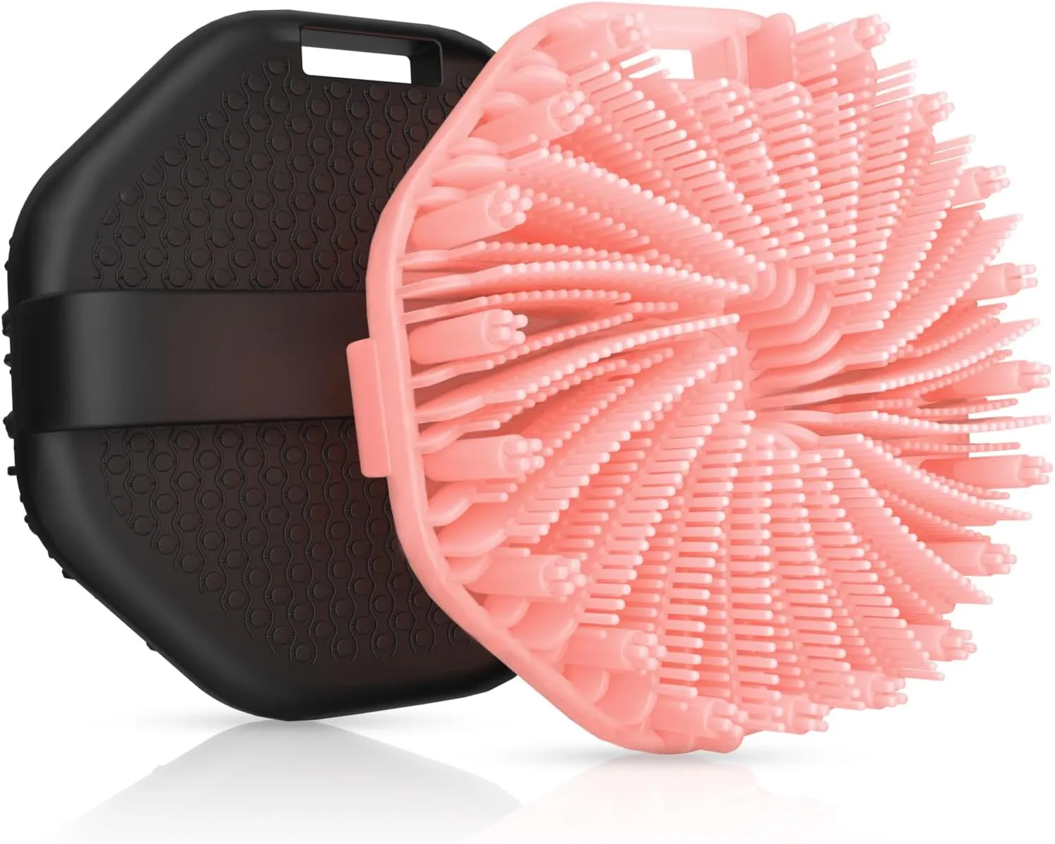 Silicone Body Scrubber 2 Counts, Exfoliating Body Wash Scrubbers Exfoliator, Shower Body Brush for Effective Showering Exfoliation and Gentle Massage (Black Pink)