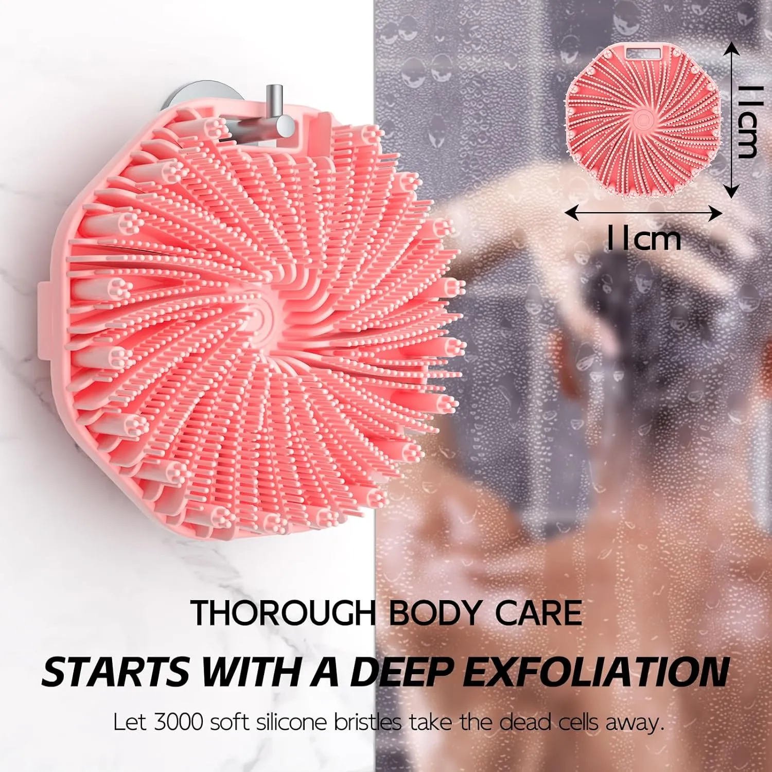 Silicone Body Scrubber 2 Counts, Exfoliating Body Wash Scrubbers Exfoliator, Shower Body Brush for Effective Showering Exfoliation and Gentle Massage (Black Pink)
