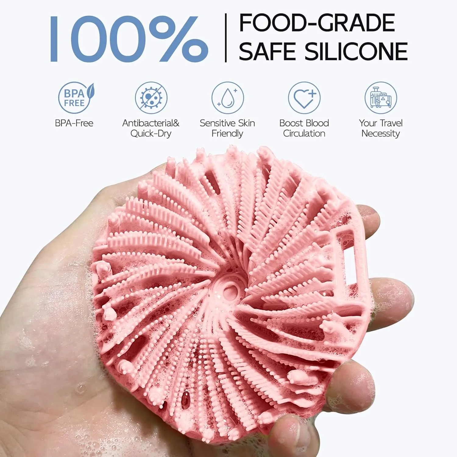 Silicone Body Scrubber 2 Counts, Exfoliating Body Wash Scrubbers Exfoliator, Shower Body Brush for Effective Showering Exfoliation and Gentle Massage (Black Pink)
