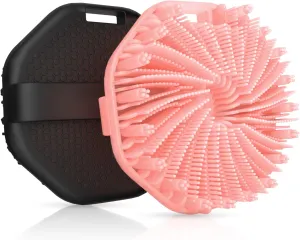 Silicone Body Scrubber 2 Counts, Exfoliating Body Wash Scrubbers Exfoliator, Shower Body Brush for Effective Showering Exfoliation and Gentle Massage (Black Pink)