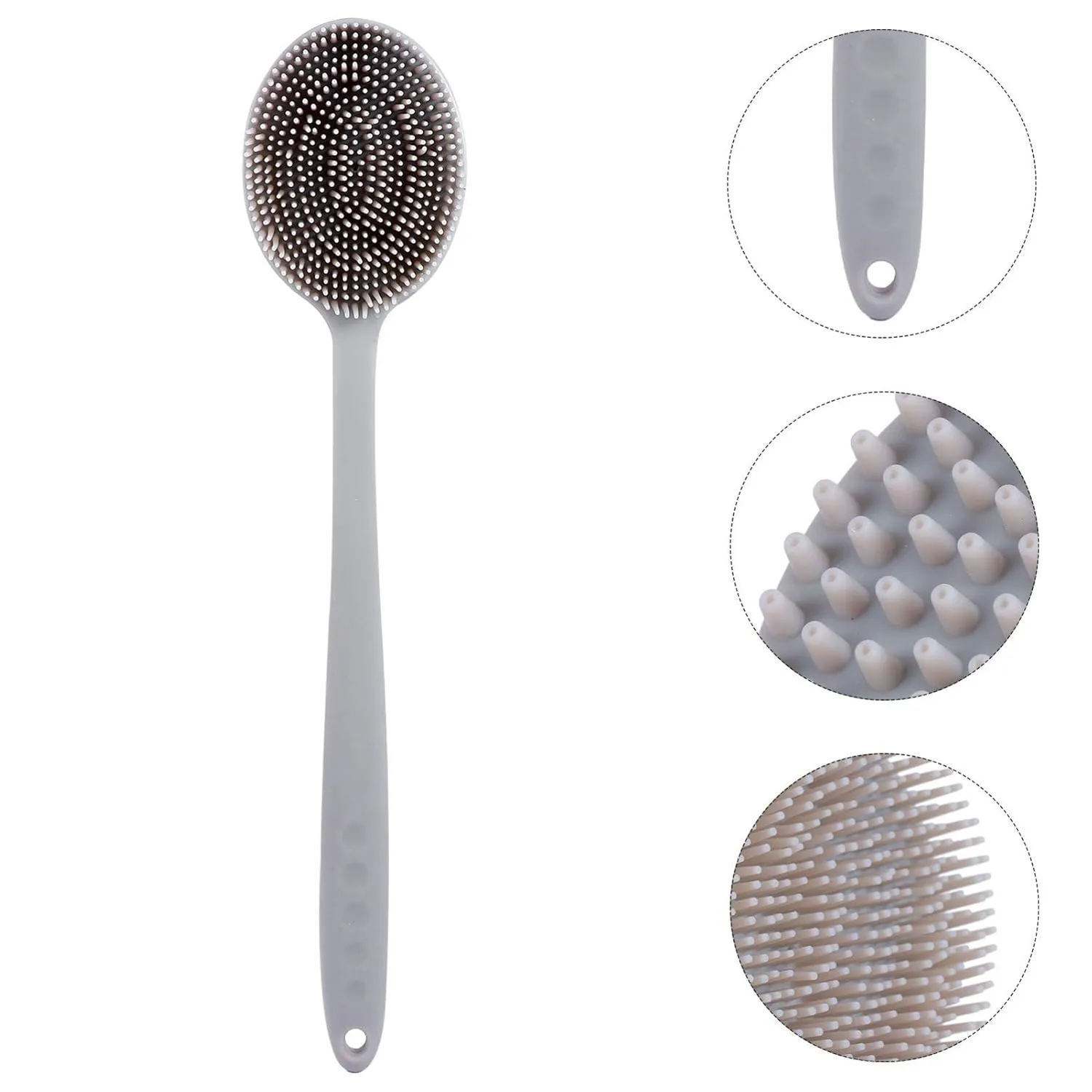 Silicone Scrubbers Body Brush Bath Brush Back Scrubber with Soft Bristles, Handle Exfoliating Brush for Shower for Bathing Shower Tool (Coffee Ash) Silicone Body Brush