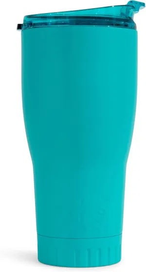 Silver Buffalo Double Walled Vacuum Insulated Stainless Steel Tumbler With Flip Top Lid Keeps Hot and Cold, Travel Coffee Mug Leakproof Lid, 30 Ounces, Matte Teal Blue