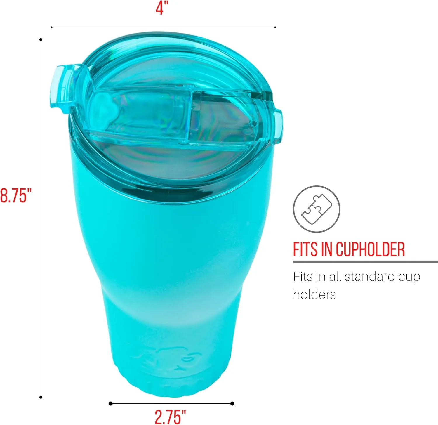Silver Buffalo Double Walled Vacuum Insulated Stainless Steel Tumbler With Flip Top Lid Keeps Hot and Cold, Travel Coffee Mug Leakproof Lid, 30 Ounces, Matte Teal Blue