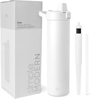 Simple Modern Filtered Water Bottle | Insulated Stainless-Steel Carbon Filter Travel Water Bottles | Reusable for Clean Drinking Water On The Go | 24oz, Winter White