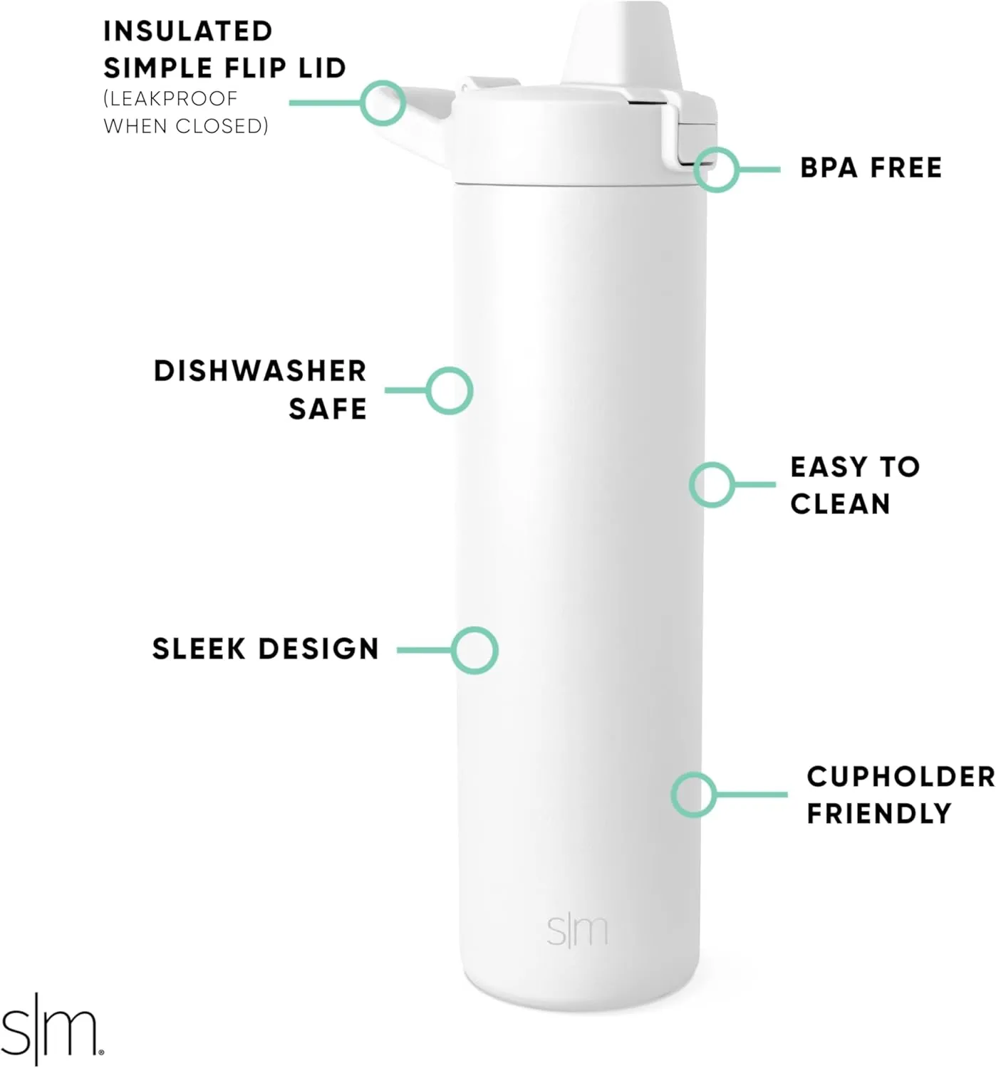 Simple Modern Filtered Water Bottle | Insulated Stainless-Steel Carbon Filter Travel Water Bottles | Reusable for Clean Drinking Water On The Go | 24oz, Winter White