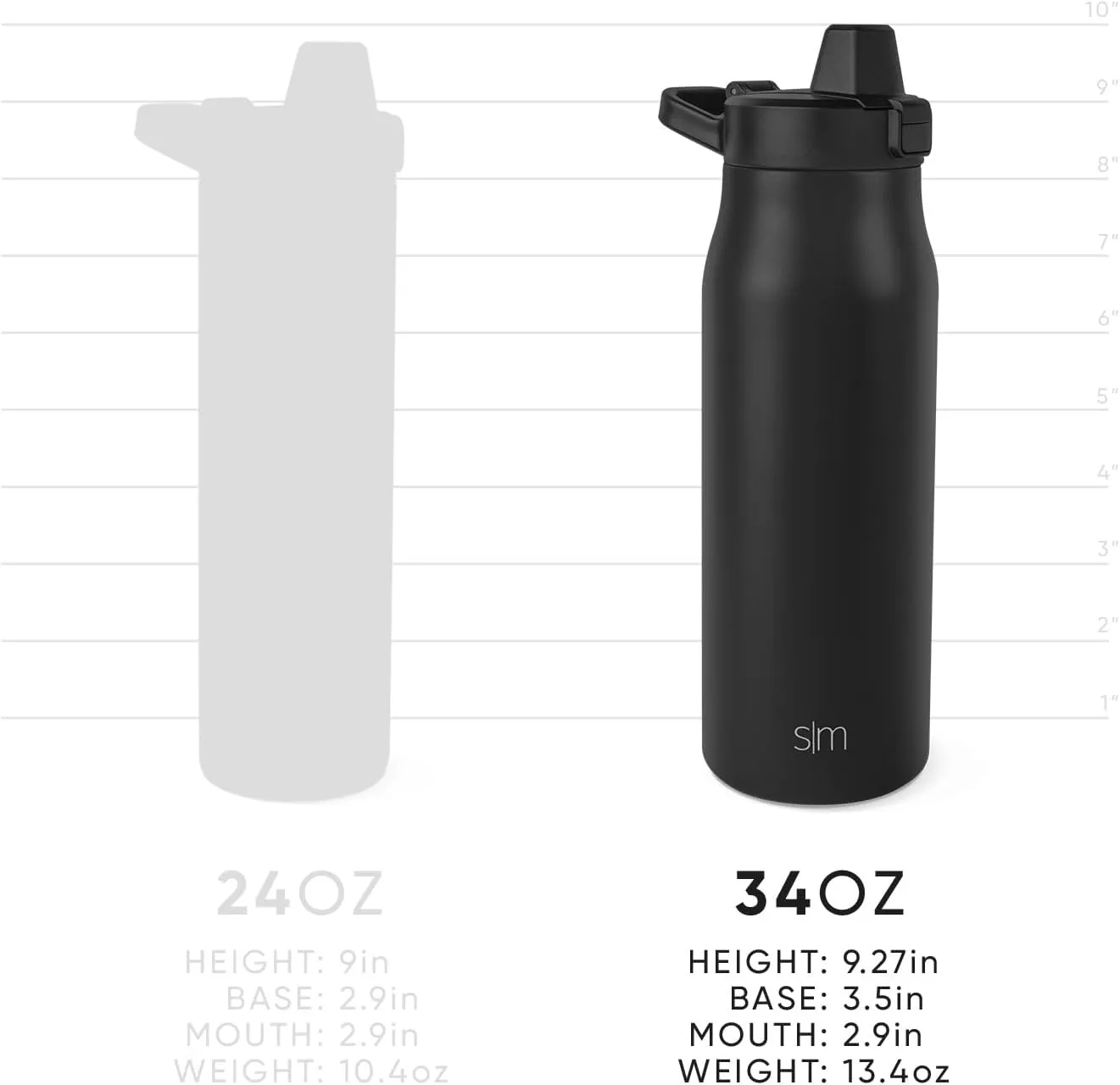 Simple Modern Filtered Water Bottle | Insulated Stainless-Steel Carbon Filter Travel Water Bottles | Reusable for Clean Drinking Water On The Go | 34oz, Midnight Black