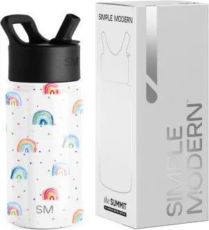 Simple Modern Kids Summit Water Bottle with Straw Lid | 14oz Stainless Steel Cup Insulated Tumbler for Toddlers, School | Rainbow Dream