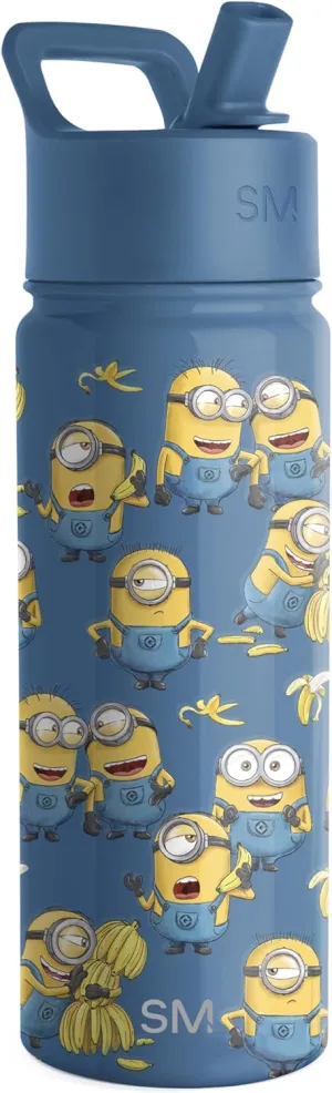 Simple Modern Kids Summit Water Bottle with Straw Lid | Despicable Me Minions 18oz Stainless Steel Cup Insulated Tumbler for Girls, Boys, School | Minions Unite