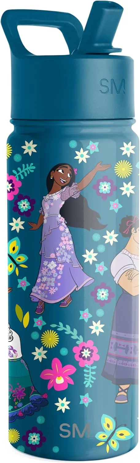 Simple Modern Kids Summit Water Bottle with Straw Lid | Disney Encanto 18oz Stainless Steel Cup Insulated Tumbler for Girls, School | Encanto