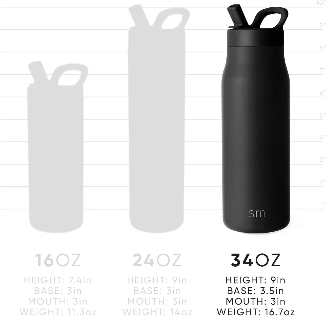 Simple Modern Water Bottle with Straw lid | Insulated Stainless Steel Thermos | Reusable Travel Water Bottles for Gym & Sports | Leak Proof & BPA Free | Mesa Collection | 34oz, Supersonic Blue
