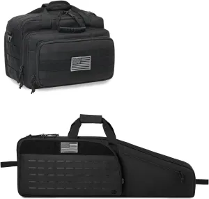 Single Rifle Bag 35" (Black)   Range Bag Medium for 2~4 Pistol (Black), Lockable Zipper, Durable Material, Compact Design