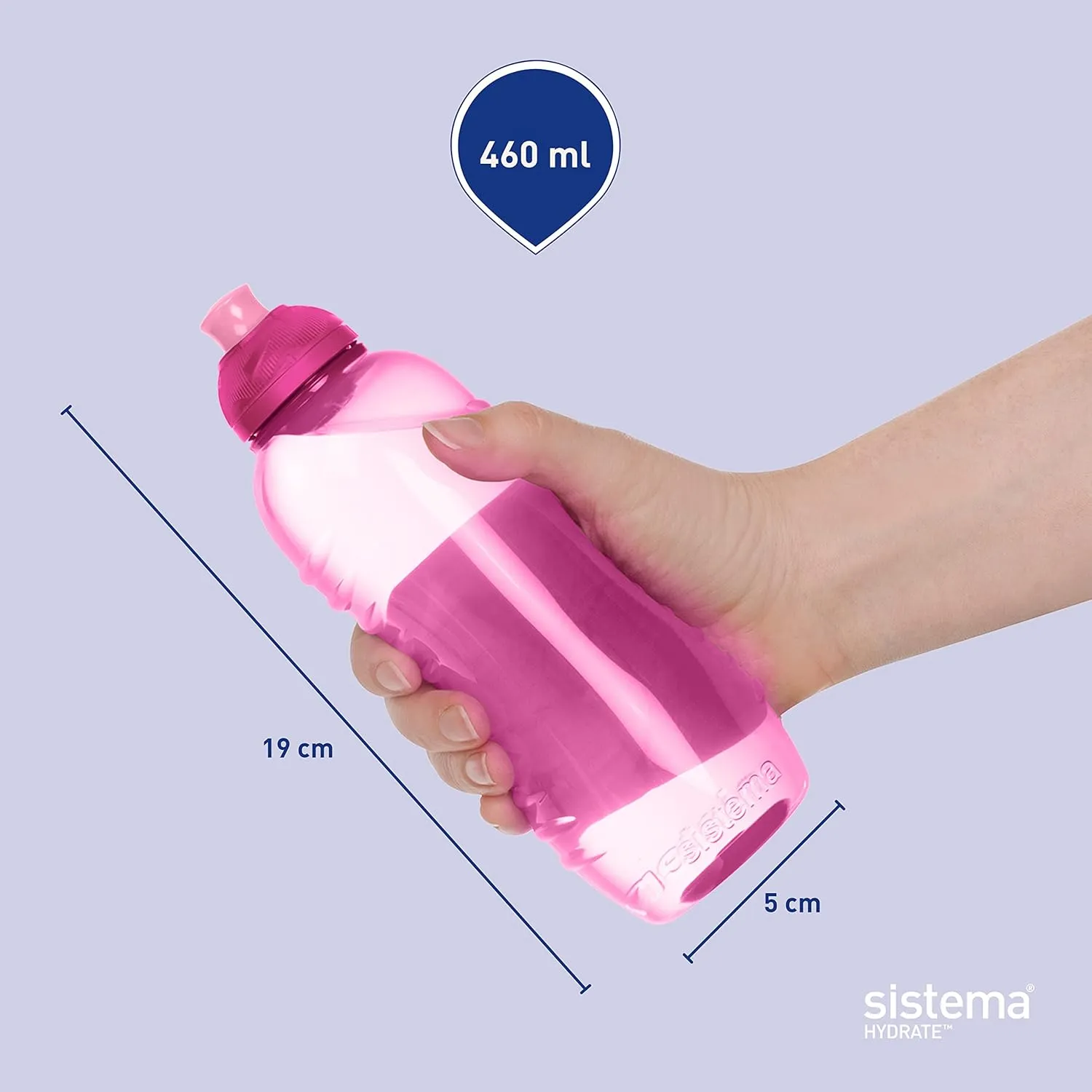 Sistema Twist 'n' Sip Squeeze Sports Water Bottles | Leakproof Water Bottles | 460 ml | BPA-Free | Recyclable with TerraCycle® | Blue | 4 Count
