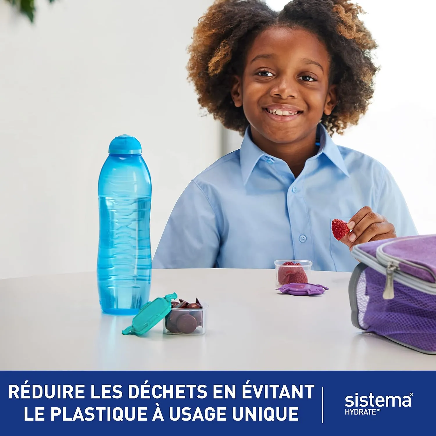 Sistema Twist 'n' Sip Squeeze Sports Water Bottles | Leakproof Water Bottles | 460 ml | BPA-Free | Recyclable with TerraCycle® | Blue | 4 Count