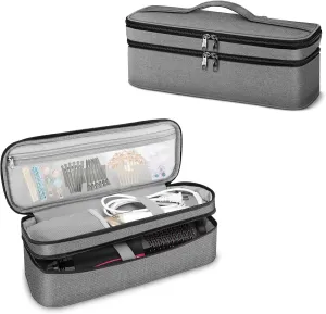 SITHON Double-Layer Travel Carrying Case for Shark FlexStyle/SmoothStyle, Water Resistant Storage Organizer Bag for Airwrap Styler, Also for Revlon One-Step Hair Dryer (Bag Only) (Gray)