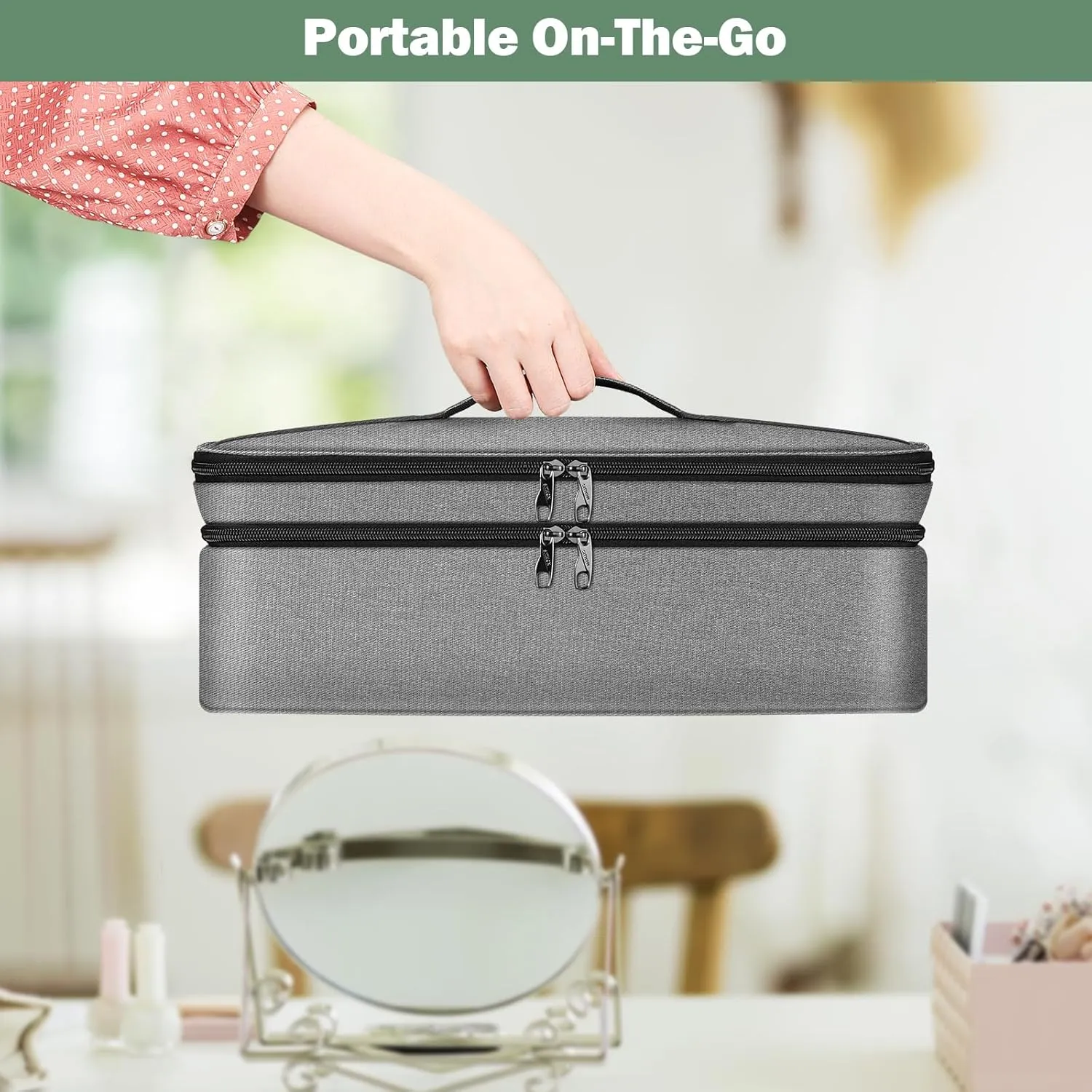 SITHON Double-Layer Travel Carrying Case for Shark FlexStyle/SmoothStyle, Water Resistant Storage Organizer Bag for Airwrap Styler, Also for Revlon One-Step Hair Dryer (Bag Only) (Gray)