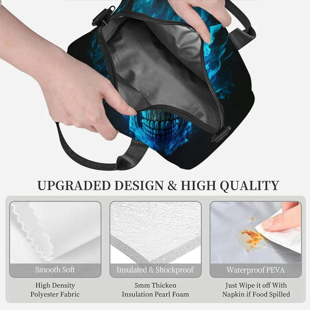 skull the dark Insulated Adult Lunch Bag with Shoulder Strap for Women Lightweight Reusable Portable Freezable Lunch Tote Bag for Work Picnic