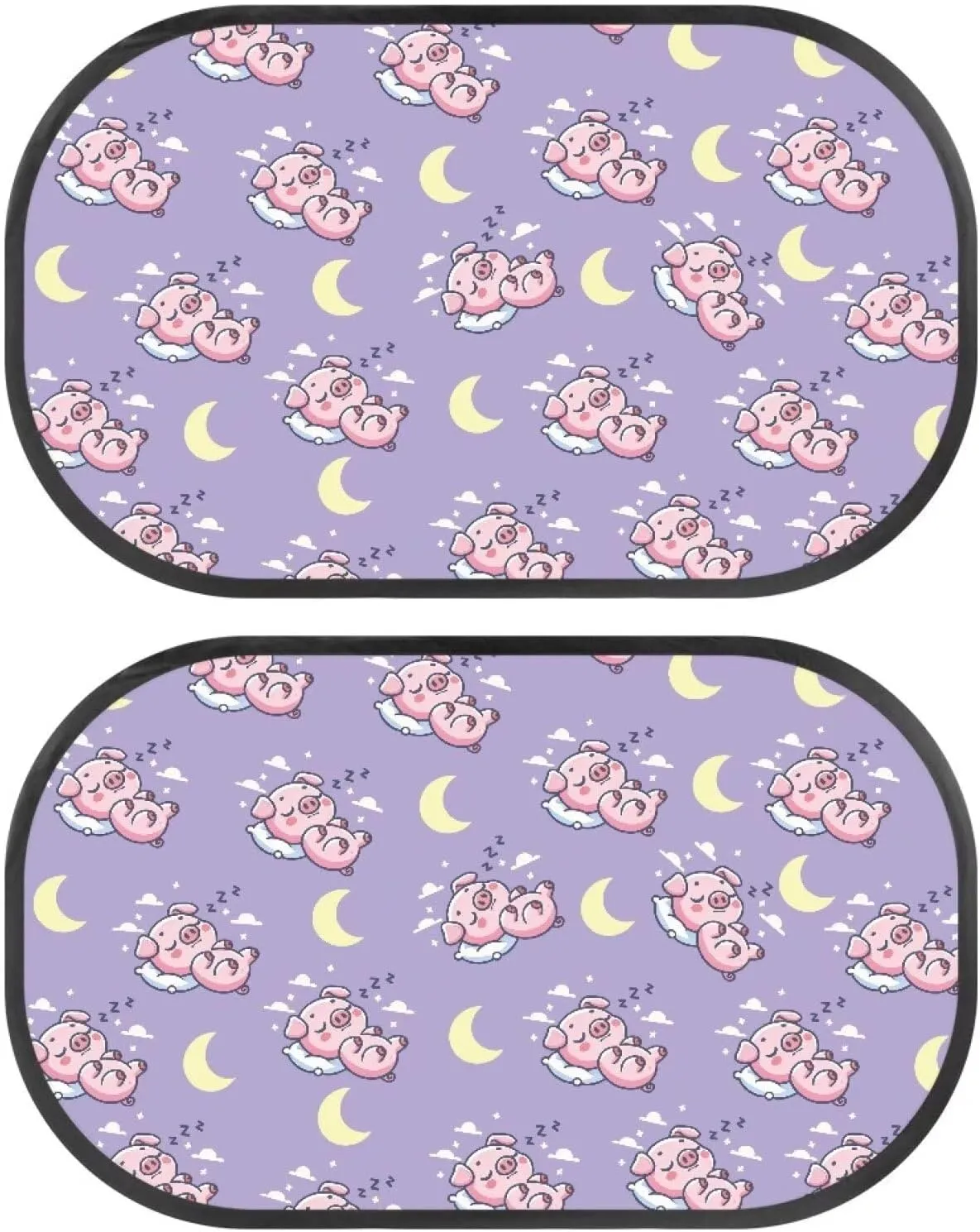 Sleep Pig Moon Car Sun Shade for Baby Kids 2 Pack Cling Side Window Car Rear Sunshades Universal with Storage Bag Sun Glare and UV Rays Protection