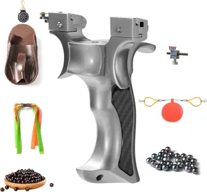 Slingshot, Professional Slingshots Set for Adults - Stainless Steel Tactical Slingshots with Hand Guard, Sling Shot for Outdoor Hunting, Shooting Slingshot with Multi-Purpose Bag, Balls
