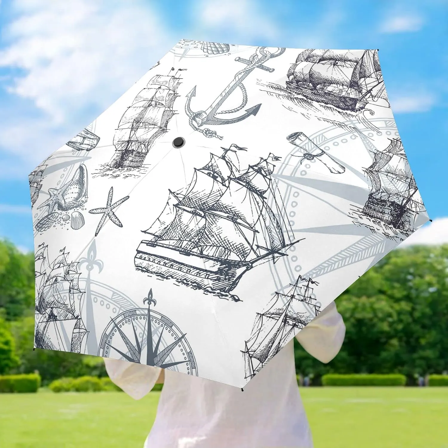Small Mini Anti-UV Compact Travel Umbrella, 5 Folding Ultra-Light Umbrella, 6 Ribs Pocket Windproof Foldable Vinyl Parasol