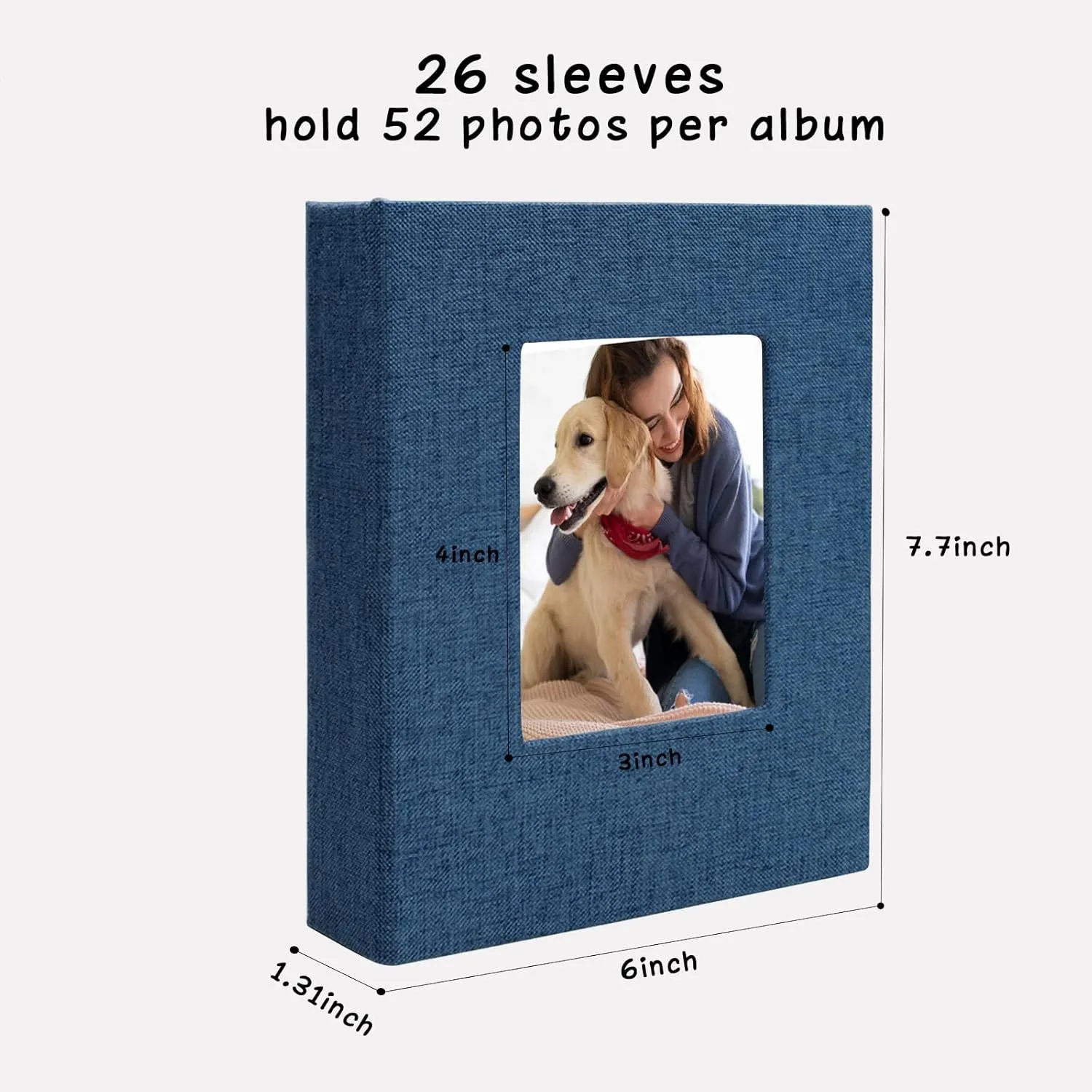 Small Photo Album 5x7 Linen Picture Book, Each Mini 26-Page Album Holds 52 Photos, Art Presentation Folder for Postcards & Picture Storage