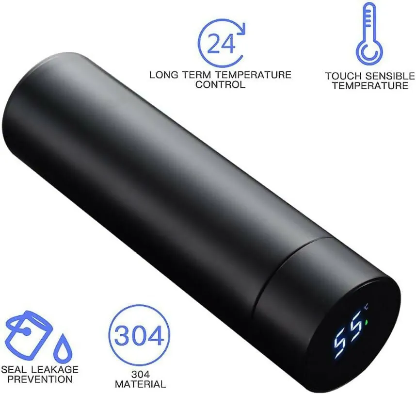 Smart LED Temperature Bottle: Stainless Steel Vacuum Flask for Hot & Cold, Leakproof Travel & Fitness Use