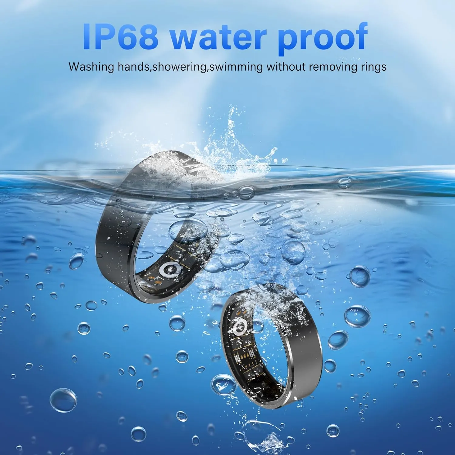 Smart Ring Fitness Tracker Ring for Men Women - Health Heart Rate Ring with Motion Tracking, Sleep Monitor, and Oximetry, No Subscription Fee, Family Care, Remote Photography, IP68 Waterproof(9#)