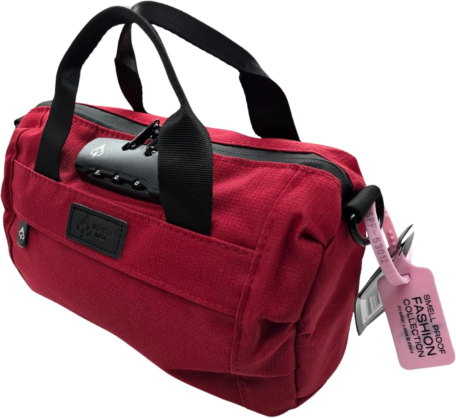 Smell Proof Duffle Bag with Anti Theft Combo Lock, Removable Shoulder Strap, Water Resistant, Ultra Durable Double Gasket Zippers   Premium Hardware (Ruby Red, 9-Inch (9" x 5" x 4"))
