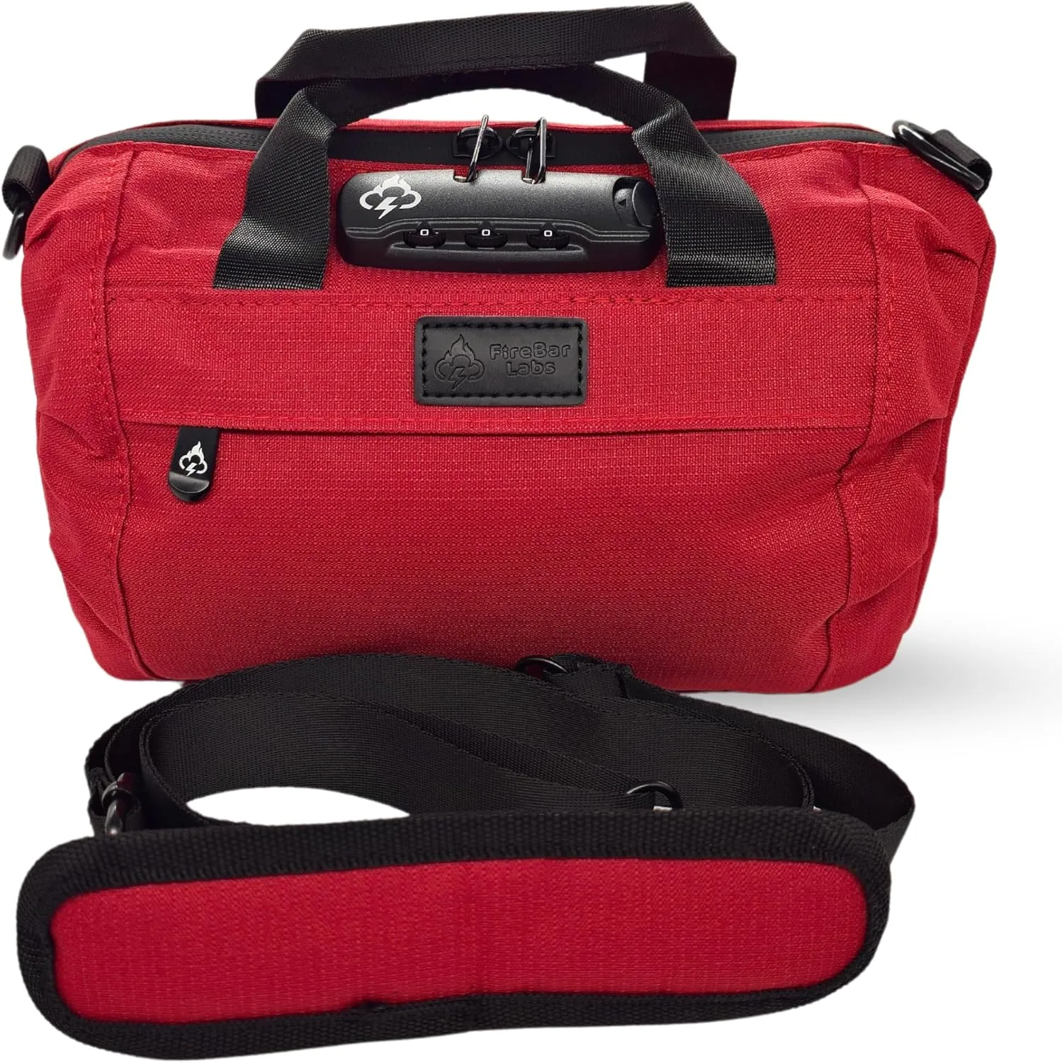 Smell Proof Duffle Bag with Anti Theft Combo Lock, Removable Shoulder Strap, Water Resistant, Ultra Durable Double Gasket Zippers   Premium Hardware (Ruby Red, 9-Inch (9" x 5" x 4"))