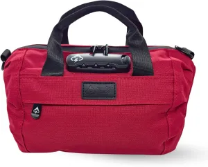 Smell Proof Duffle Bag with Anti Theft Combo Lock, Removable Shoulder Strap, Water Resistant, Ultra Durable Double Gasket Zippers   Premium Hardware (Ruby Red, 9-Inch (9" x 5" x 4"))