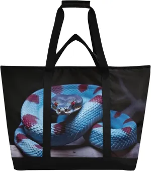 Snake Reusable Insulated Cooler Bag with Ice Pack Compartment - Large 47L Waterproof Thermal Grocery Tote for Picnic Beach Camping Lunch Storage