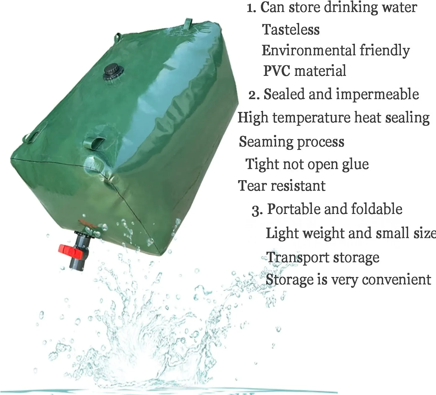 Soft Drought-Resistant Water Bag，Bladder Water Storage Bag, Collapsible Bladder, Portable Water Tank, Large Flexible Emergency Bucket, Camping Shower Water Container ( Size : 1.8*1.2*0.7m/1500L/396gal