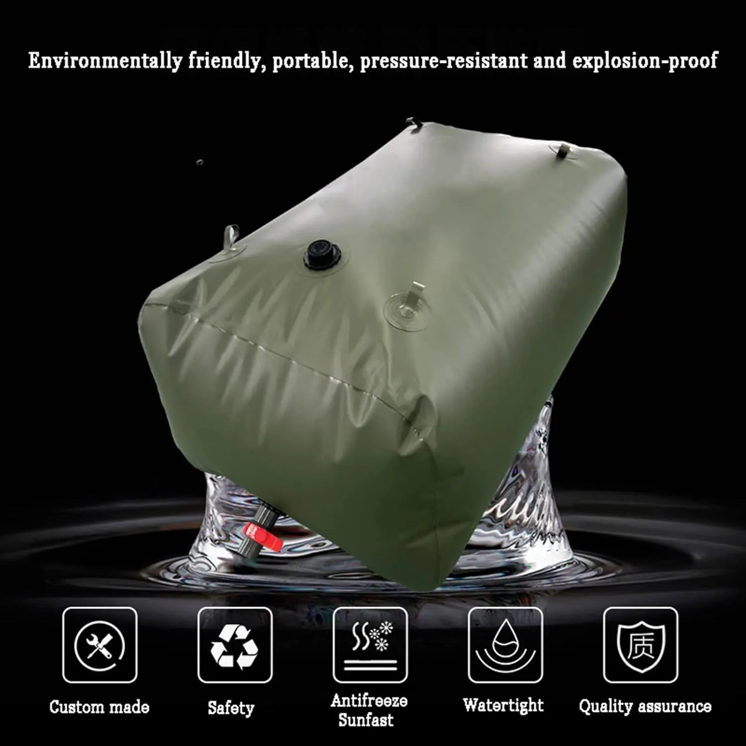 Soft Drought-Resistant Water Bag，Bladder Water Storage Bag, Collapsible Bladder, Portable Water Tank, Large Flexible Emergency Bucket, Camping Shower Water Container ( Size : 1.8*1.2*0.7m/1500L/396gal