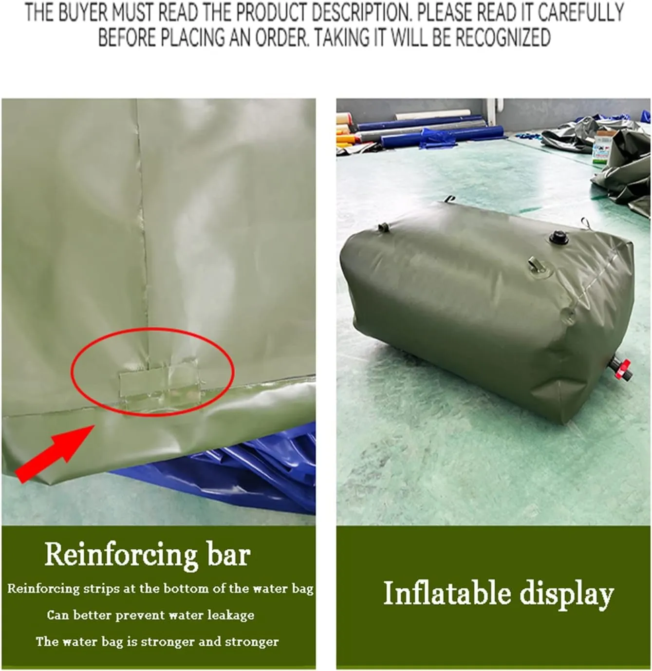 Soft Drought-Resistant Water Bag，Bladder Water Storage Bag, Collapsible Bladder, Portable Water Tank, Large Flexible Emergency Bucket, Camping Shower Water Container ( Size : 1.8*1.2*0.7m/1500L/396gal
