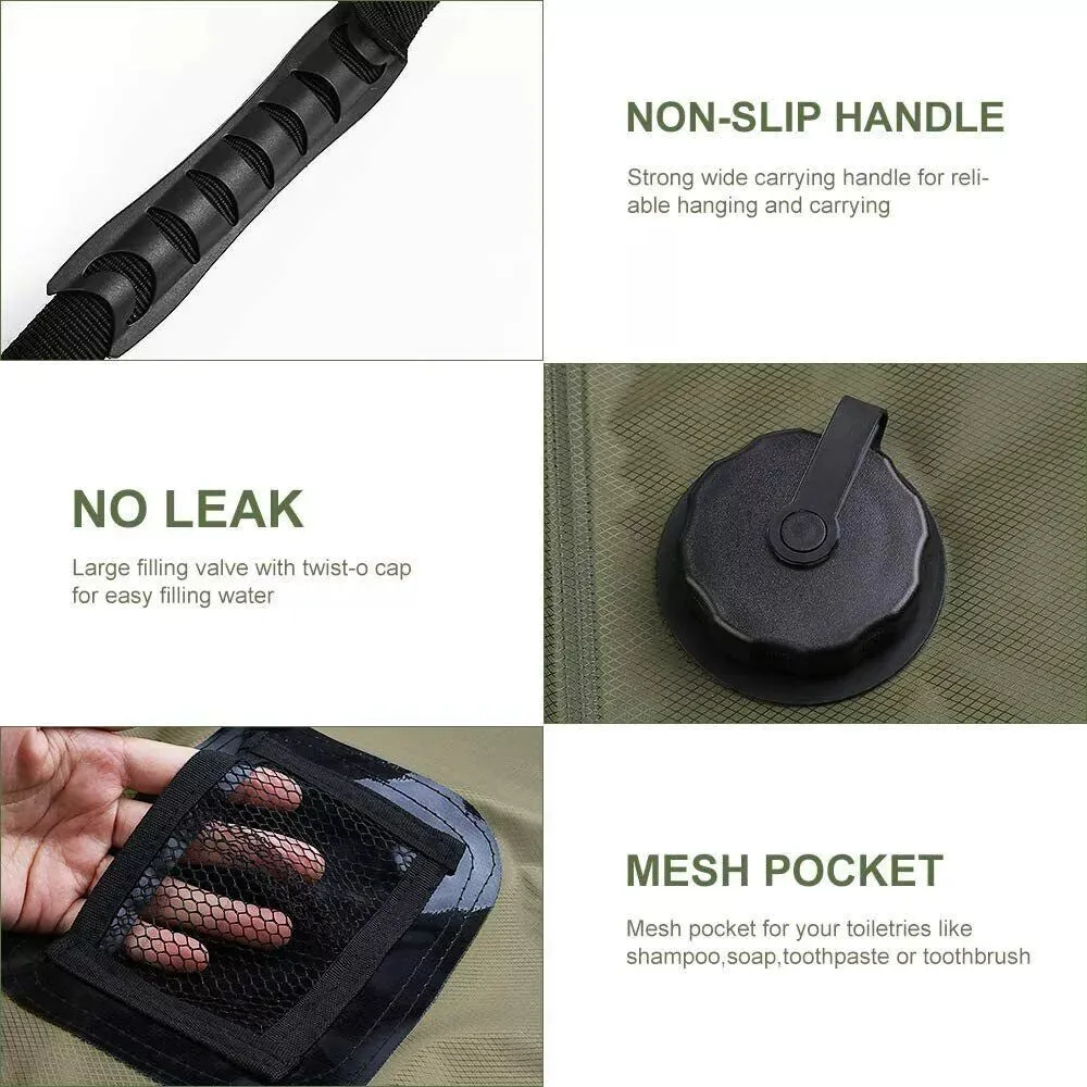Solar Heat Water Pipe 20L Portable Camp Shower Bag Camping Hiking Travel Outdoor