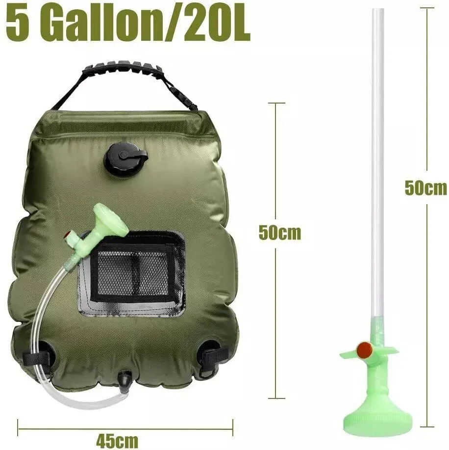 Solar Heat Water Pipe 20L Portable Camp Shower Bag Camping Hiking Travel Outdoor