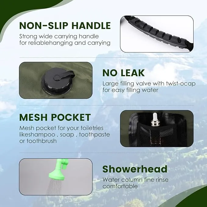 Solar Shower Bag, Portable Solar Shower for Camping, 5 Gallons/20L Camping Shower Bag with Removable Hose and On-Off Switchable Shower Head, Portable Shower for Camping, Hiking, Beach Swimming