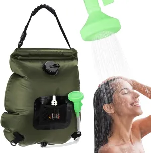 Solar Shower Bag, Portable Solar Shower for Camping, 5 Gallons/20L Camping Shower Bag with Removable Hose and On-Off Switchable Shower Head, Portable Shower for Camping, Hiking, Beach Swimming