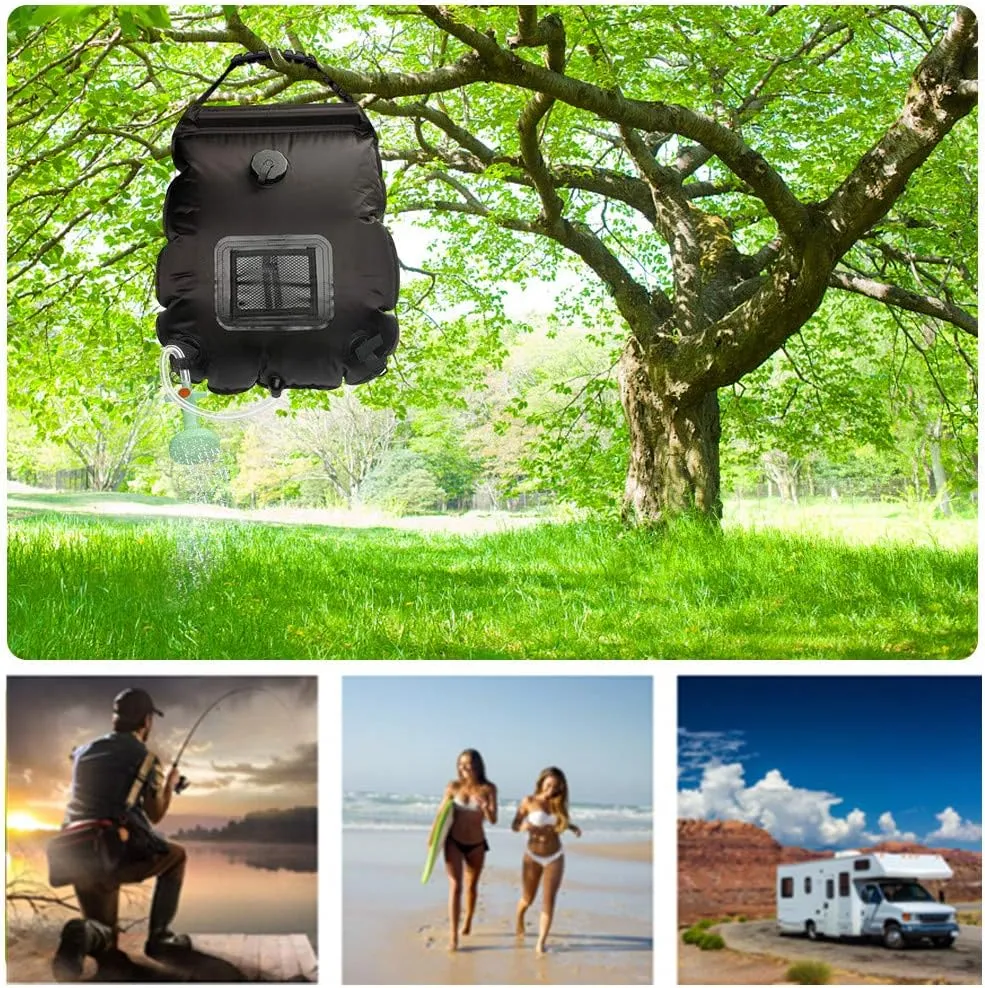 Solar Shower Bag, Solar Heating Camping Shower Bag, 5Gal(20L) Portable Camping Shower Bag, with Removable Hose and On-Off Switchable Shower Head, for Outdoor Traveling/Climbing/Hiking/Beach/Swimming