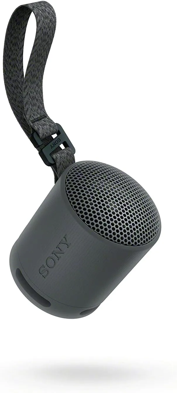 Sony SRS-XB100 Wireless Bluetooth Portable Lightweight Super-Compact Travel Speaker, Durable IP67 Waterproof & Dustproof Shower Speaker, 16 Hour Battery, Versatile Strap, & Hands-free Calling, Black