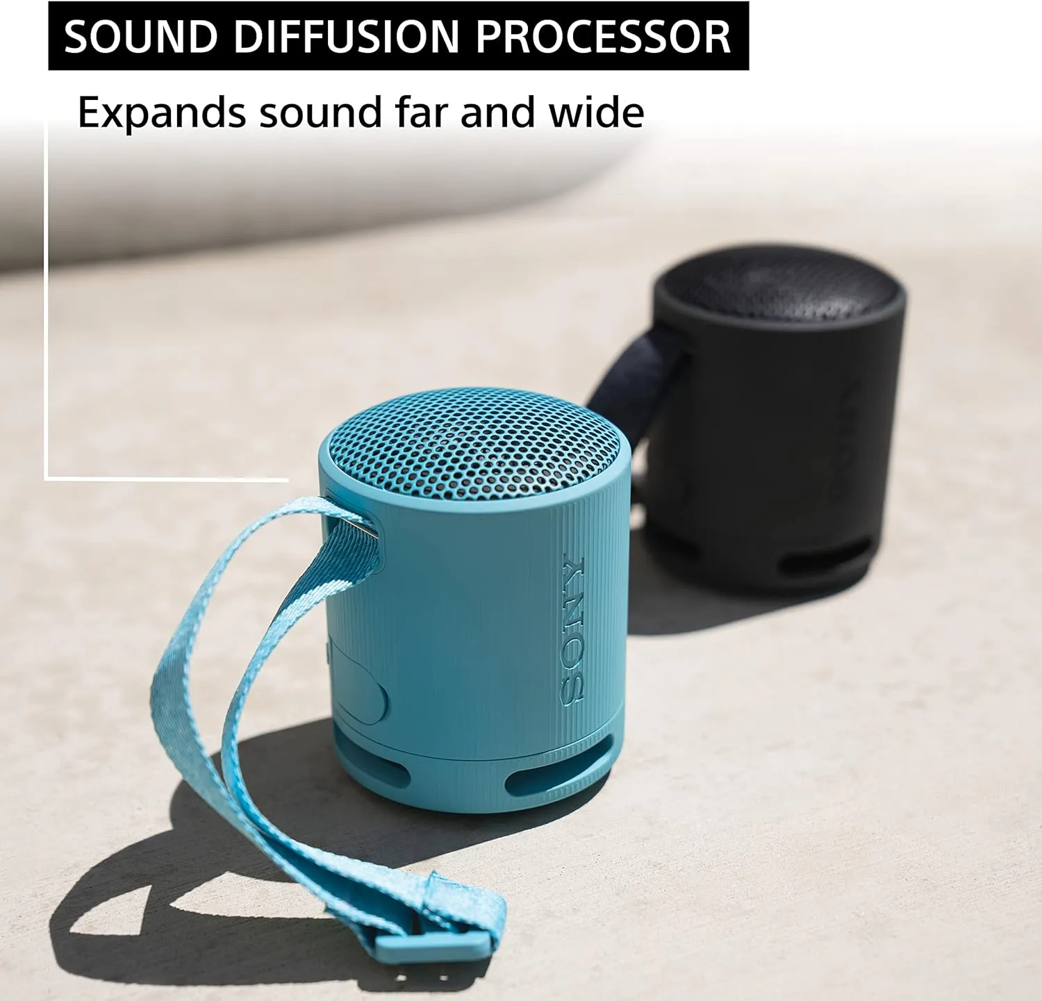 Sony SRS-XB100 Wireless Bluetooth Portable Lightweight Super-Compact Travel Speaker, Durable IP67 Waterproof & Dustproof Shower Speaker, 16 Hour Battery, Versatile Strap, & Hands-free Calling, Black
