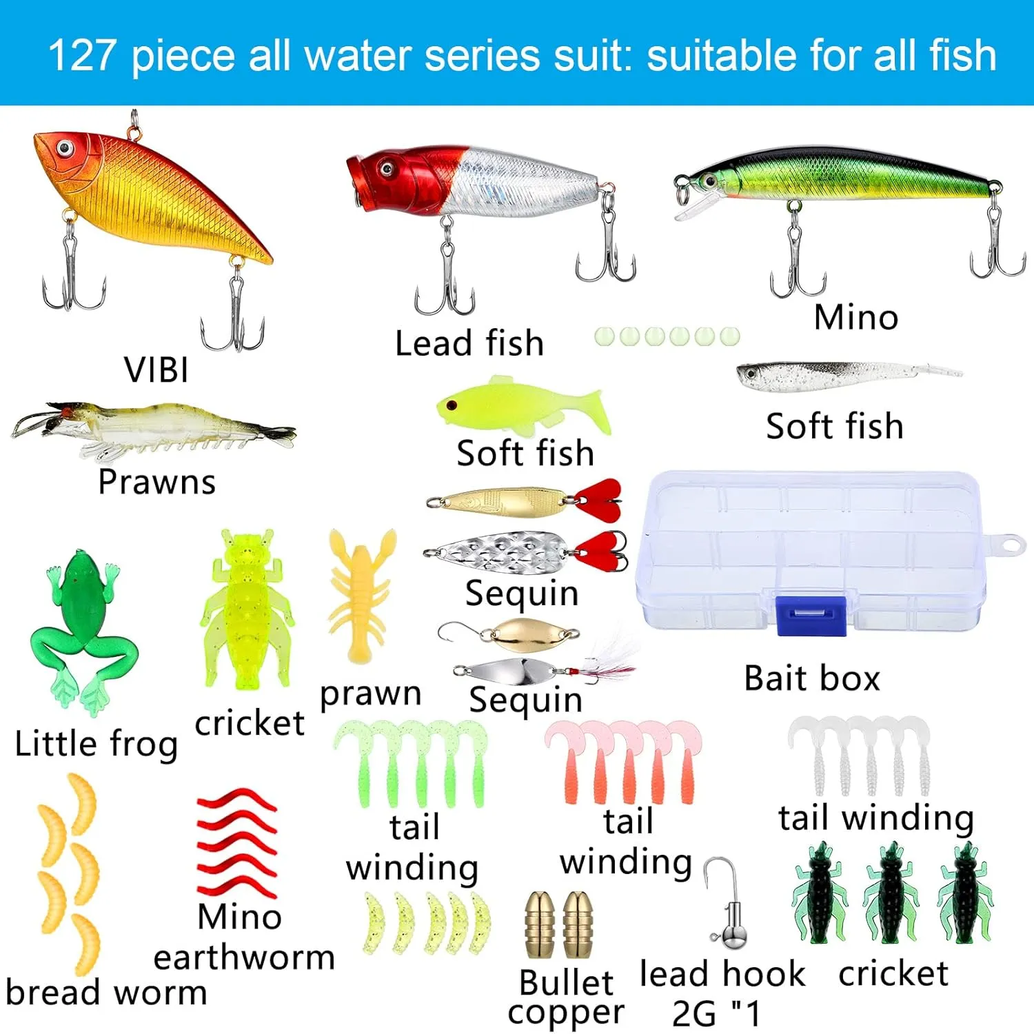 Sosation 134 Pcs Fishing Tool Kit Fishing Gear and Equipment for Men Adults, Include Hook Remover, Pliers Kit, Tackle Box with Tackle Included, Lures, Lip Gripper, Weigh Scale